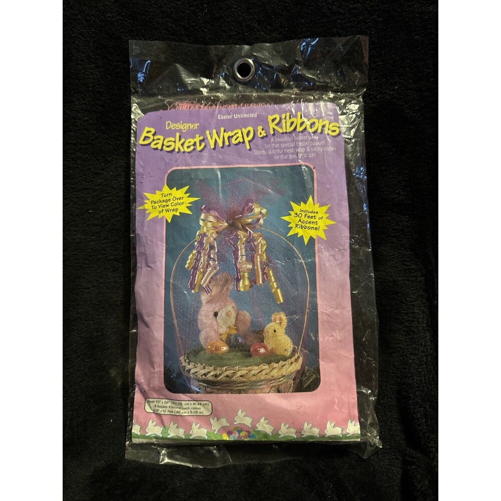 Vintage 90s Easter Unlimited Designer Basket Wrap & Ribbons 30 Feet